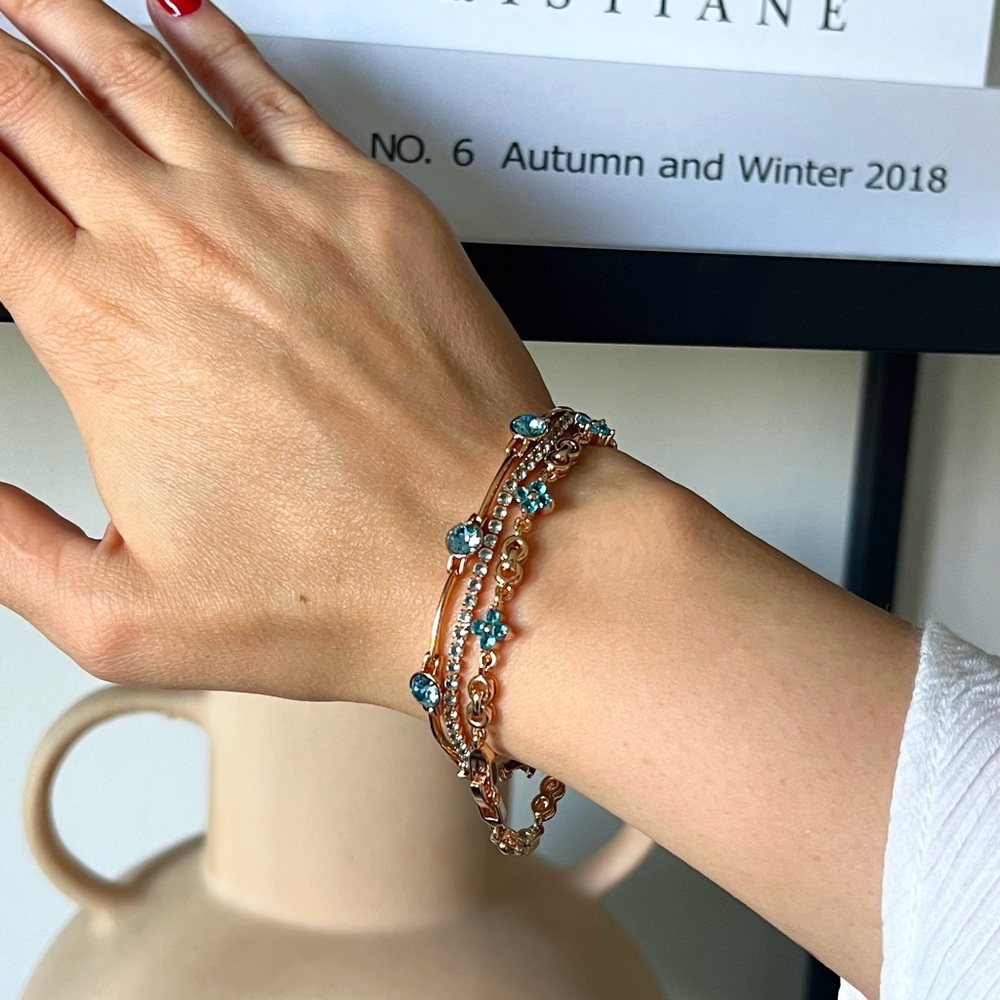 Blue azure AAA+ zirconia stoned bracelet set